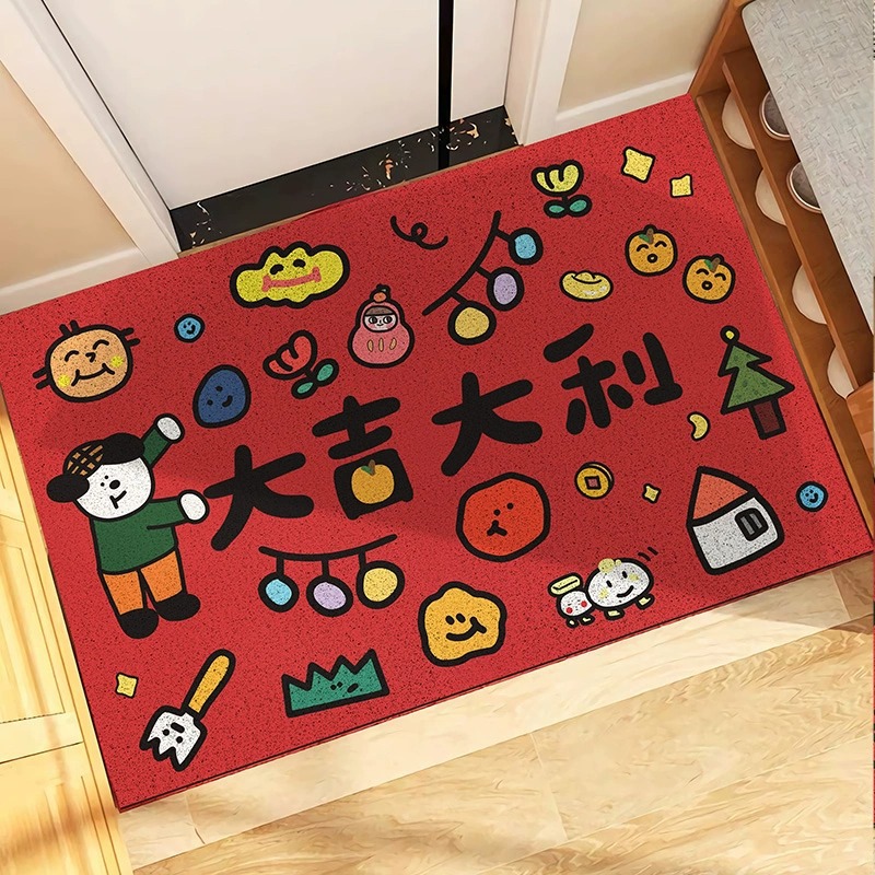 新年塗鴉玄關大吉大利入戶門墊喜慶趣味全尺寸地墊換鞋地墊