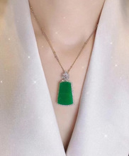 缅甸天然冰种翡翠无事牌玉吊坠天然满帝王绿正阳绿正品18k金镶嵌