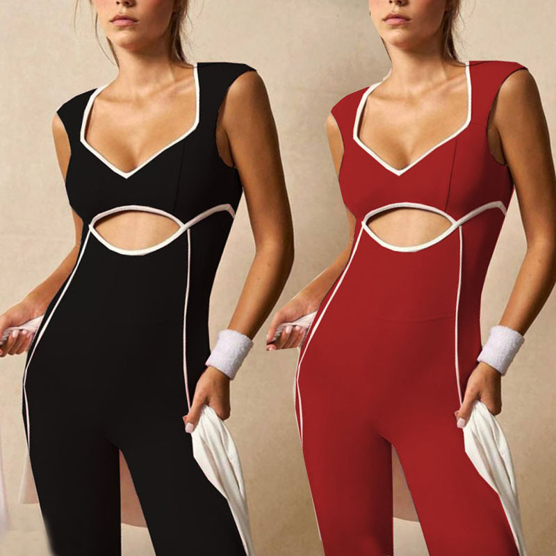 Foreign Trade Cross-Border Independent Station Beautiful Back Quick-Dry Color-Block Sports Chest Wrap Hip Lift Fitness_voghion.com