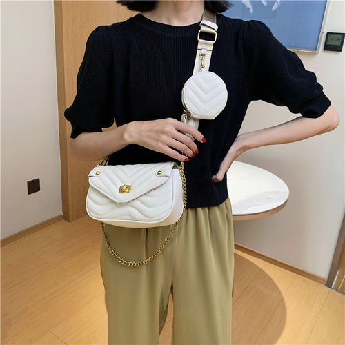 Bags for women  new embroidered thread mother-in-law bag versatile wide shoulder strap single shoulder crossbody bag chain handbag armpit bag