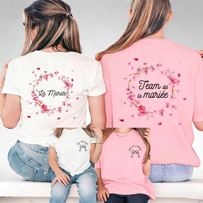 French Girl Bachelorette Party Floral Top Women's Bachelorette Farewell Shirt Future Bride Short-Sleeve T-Shirt Team New