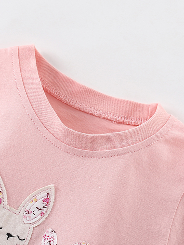 Trajes de niñas transfronterizas malwee verano nuevo estilo europeo y americano camiseta de manga corta casual de cuello redondo chaqueta infantil