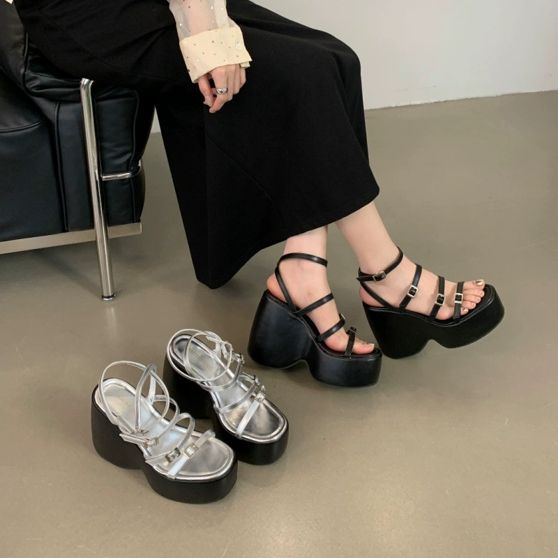 204 новых летних европейских и американских полых сандалий на каблуках с открытым пальцем