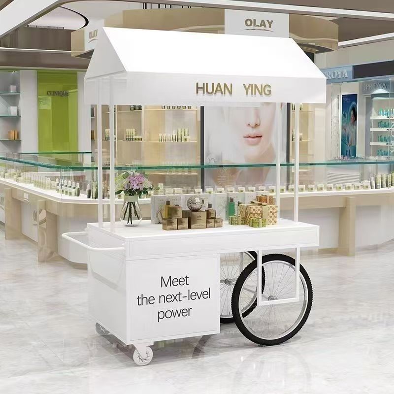 European-Style Wrought Iron Flower Cart Outdoor Market Stall Cart Snack Cart Night Market Mobile Stall Trolley Stall Handcart