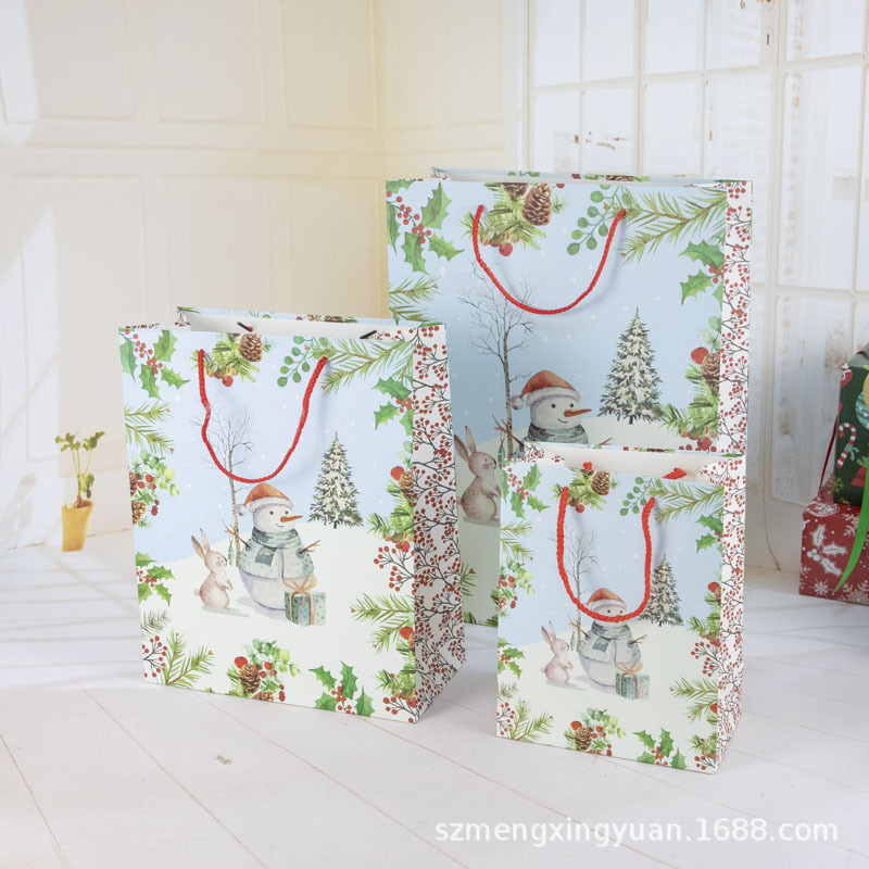 Nochebuena de Navidad espesa viejos muñecos de nieve lindos bolsas de regalo de dibujos animados bolsas de regalo grandes bolsas de papel
