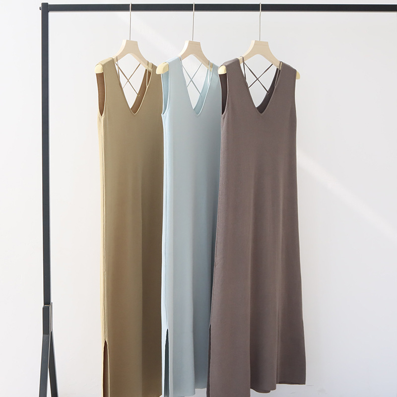 French Gentle Style Knitted Dress for Women Spring & Fall New Design Niche Short-Sleeved Elegant Slim Suspender Summer