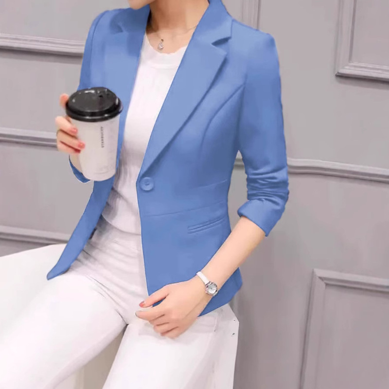2025 Spring and Autumn New Professional All-match Suit Long-sleeved Korean Style Elegant Slim-fit Slimming Small Suit Jacket Women's Short