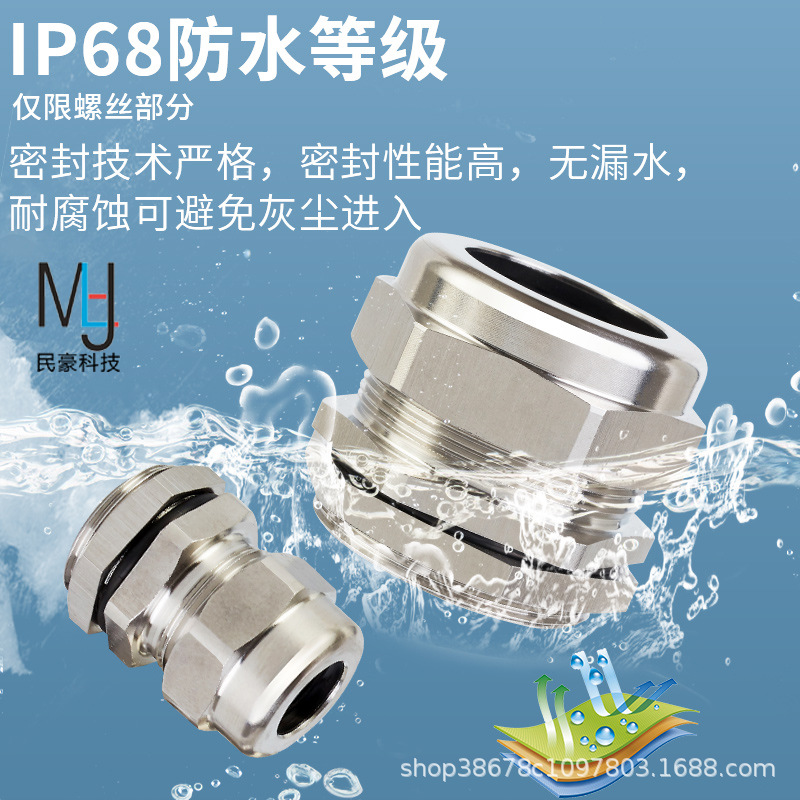 电缆线304不锈钢防雨防水格葛兰头接头配电箱壳体设备防潮密封