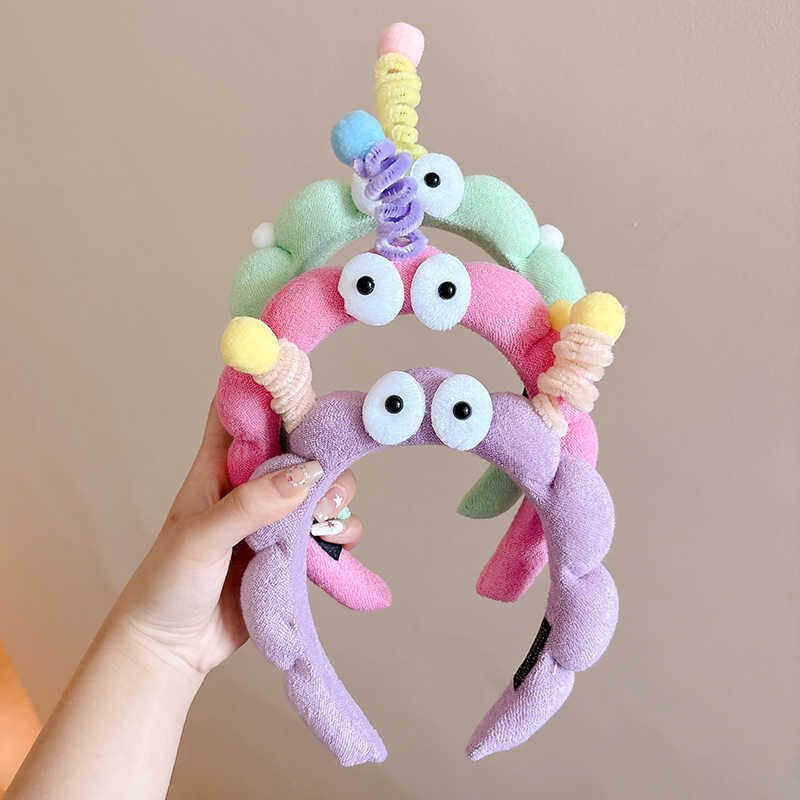 Bonito y divertido barra de torsión, banda de cabello para niños con ojos grandes, tocado de cabello para mujeres, clip de cabello para el cabello de alta cabeza antideslizante para lavar la cara.