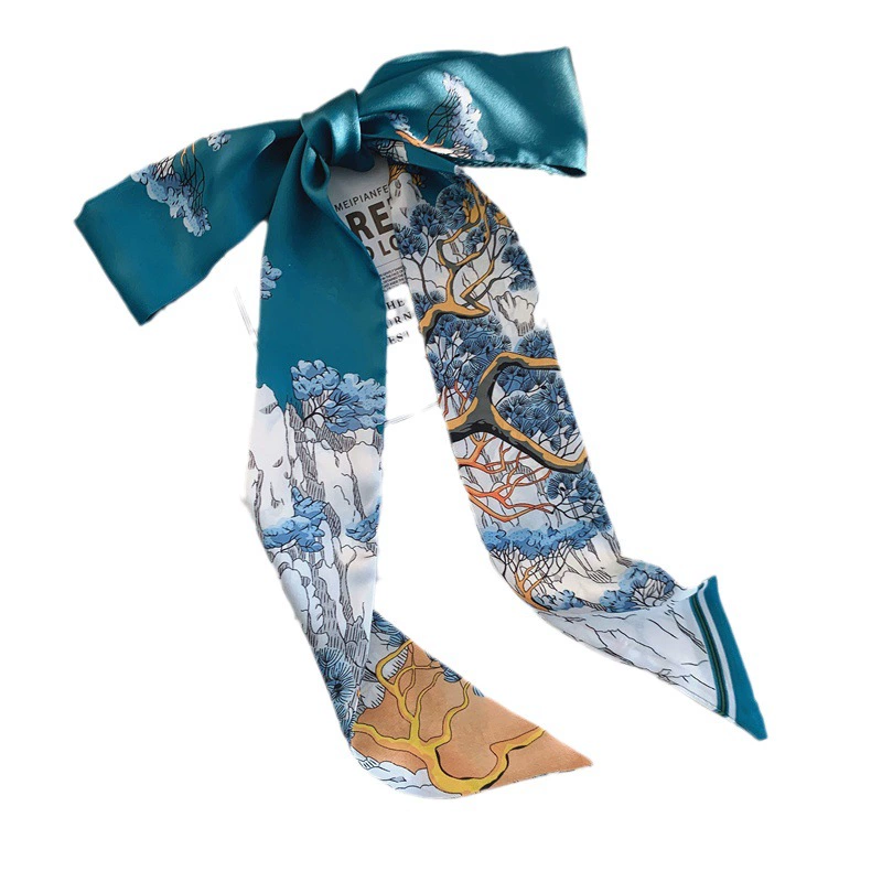 Retro Hair Scarf Ribbon Bow, French-Style Headband Neckerchief, Universal Autumn, 9 Colors