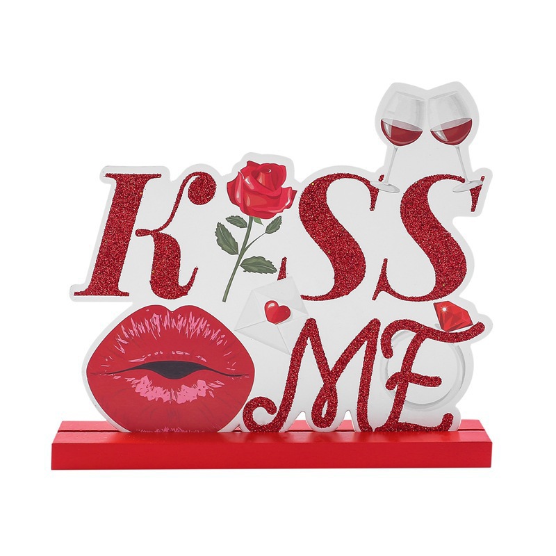 Amor decoración del Día de San Valentín 2024 nuevo escritorio creativo artesanía madera DIY lindo adornos en stock al por mayor