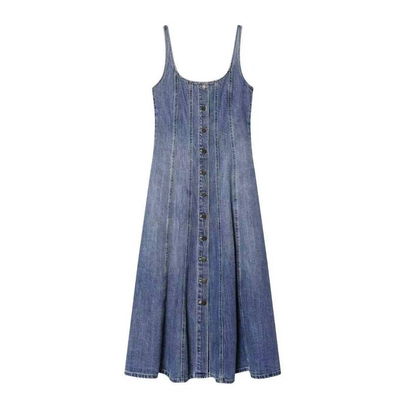 Za Foreign Trade Export Women's New Product Single-Breasted Design Retro Style Front Buttoned Dress 1337740