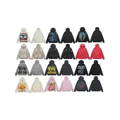 Cross-Border Trendy Vale New Street Hip-Hop American Embroidered Washed Vintage Pure Cotton Sweatshirt