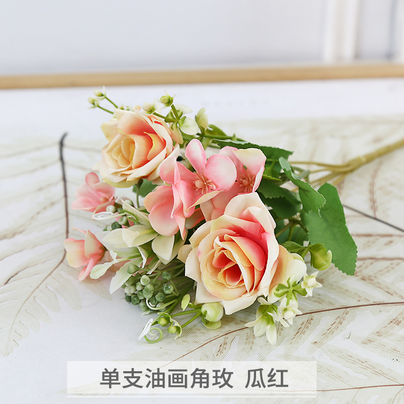 단일 유화 코너 로즈 멜론 레드