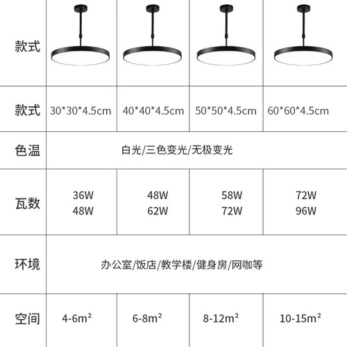 圆形吊灯简约led超亮美发理发店铺商用专用餐厅伸缩幼儿园棋牌室