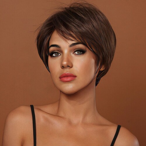 Cross-border foreign trade European and American fashion wigs for women with short straight hair mechanism BOBO chemical fiber wig headgear wig factory supply