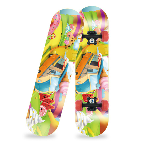 Skateboard 4-Wheeled Skateboard 2406 Double Kick Skateboard for Men and Women, Beginners' Skateboard, Double Kick Board, Can be shipped as one piece, Manufacturer