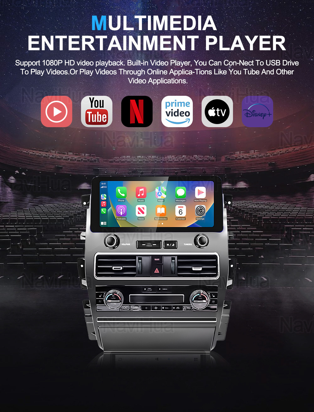 Suitable for Nissan Patrol Y62 Navigation Central Control Screen Car Navigation All-In-One Reversing Image Supports Carplay