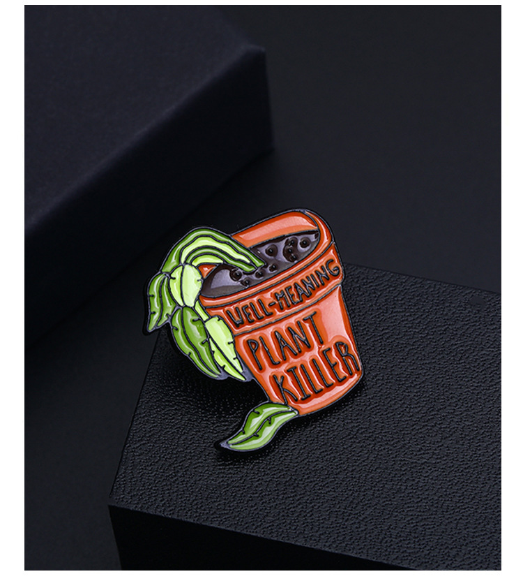 New Potted Badges Goodwill Plant Killer Drop Oil Brooch Green Plant Alloy Drop Oil Badge Wholesale display picture 5