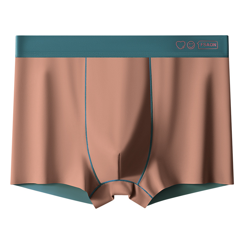 Ropa interior para hombres, cuatro esquinas, dos colores sin costuras, seda de hielo, pantalones cortos bóxer transpirables para hombres, primavera y otoño 2024