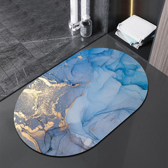Nordic light luxury technology plush entryway bathroom absorbent mat abstract oval marble mat