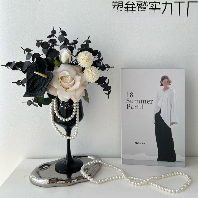 Xiaoxiangfeng ハイエンドローズ造花造花ブーケセットダイニングテーブルシルクフラワーリビングルーム装飾花瓶花装飾品|undefined