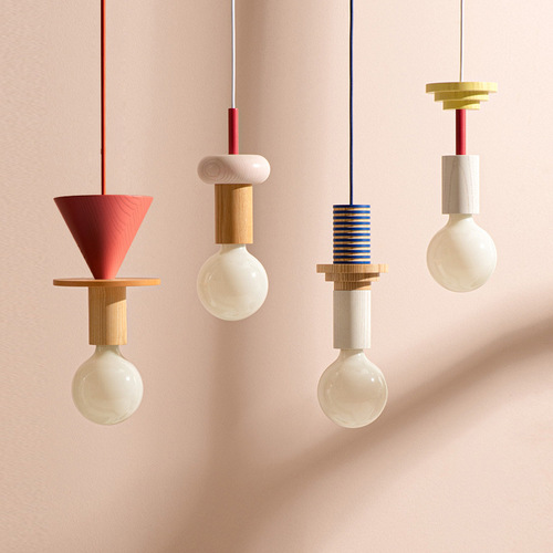 Memphis Modern Minimalist Restaurant Bedroom Bedside Lamp Corridor Children's Room Bar Counter Wooden Designer Pendant Lamp
