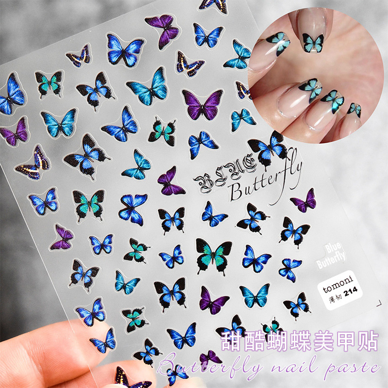 Pegatina de uñas de estilo japonés mariposa de papel hueco Delgado resistente de alto grado de encaje adhesivo impermeable francés parche de uñas láser
