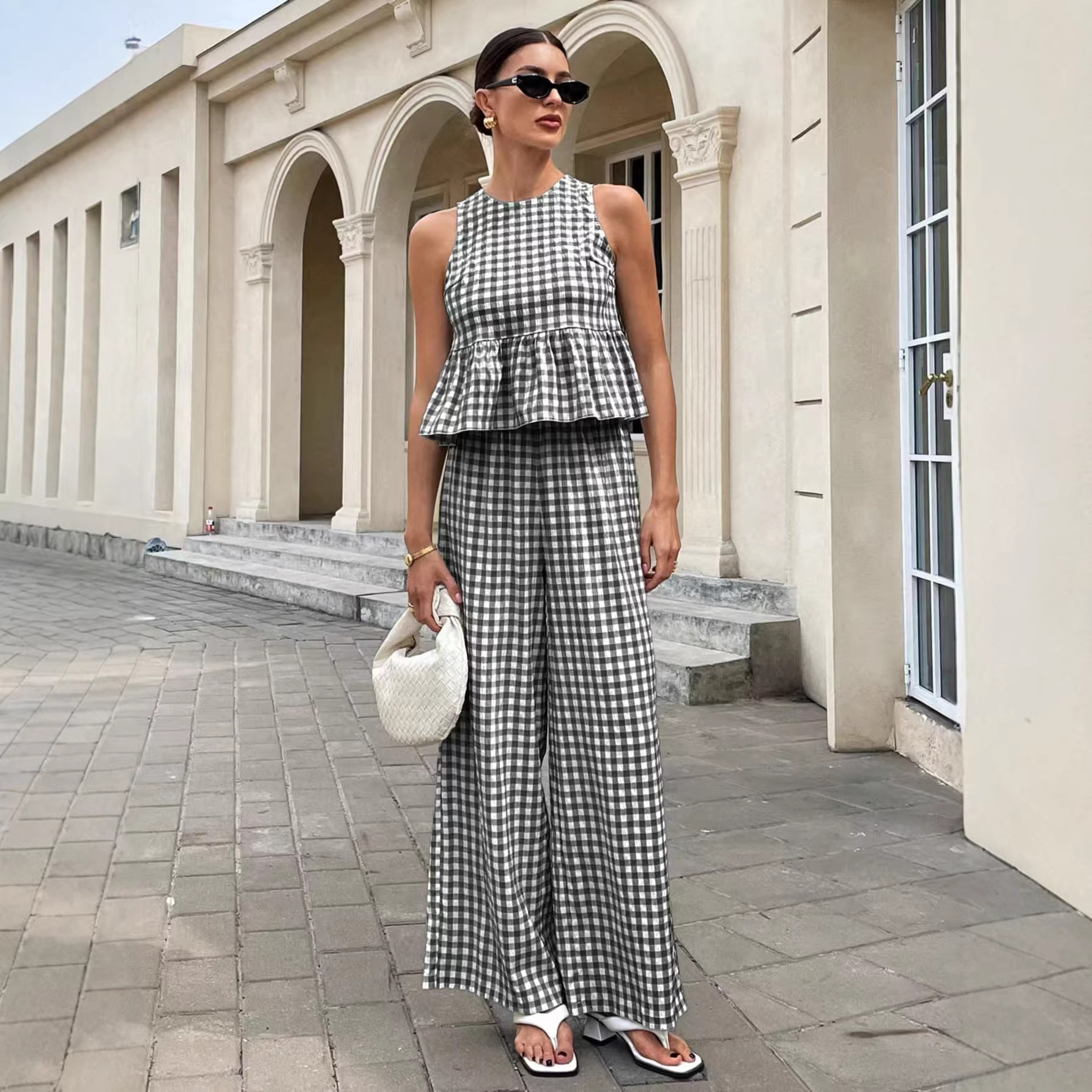 ​​Women's Sleeveless Top & Straight Leg Pants Set - Breathable Polyester Office Casual Outfit (6 Colors, S-Xxl)​​_ecoleips.com