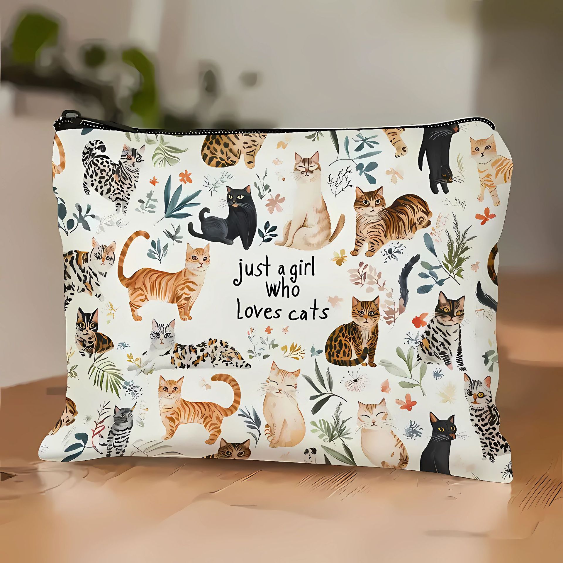 Amazon Hot Sale Pattern de gato completo, bolsas de maquillaje de animales, bolsas de mano, bolsas de lavado, bolsas de tela
