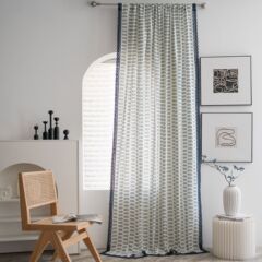 Yimanqiyun finished curtains green wheat ear print semi-blackout kitchen curtain partition curtain translucent factory direct supply