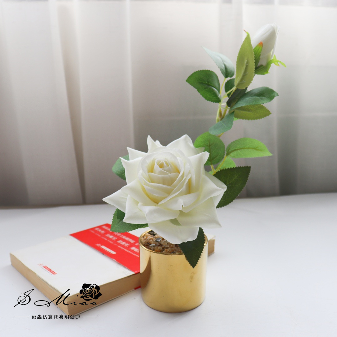 Flores falsas bonsái de rosas de alta gama de estilo europeo simulación de flores de moda decoración creativa decoración de plantas verdes artificiales simulación de macetas image 17