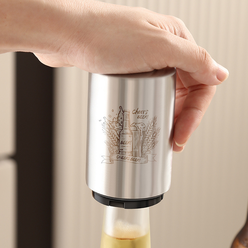 스테인레스 스틸 자동 병따개 인터넷 레드 크리에이티브 병따개 마그네틱 오프닝 병 캡 아티팩트 프레스 오픈 맥주 병따개