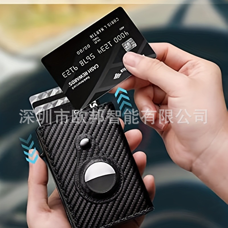 Nuevo titular de la tarjeta de crédito bifold Banco titular de la tarjeta monedero lateral push automático pop-up titular de la tarjeta con la funda protectora AirTag