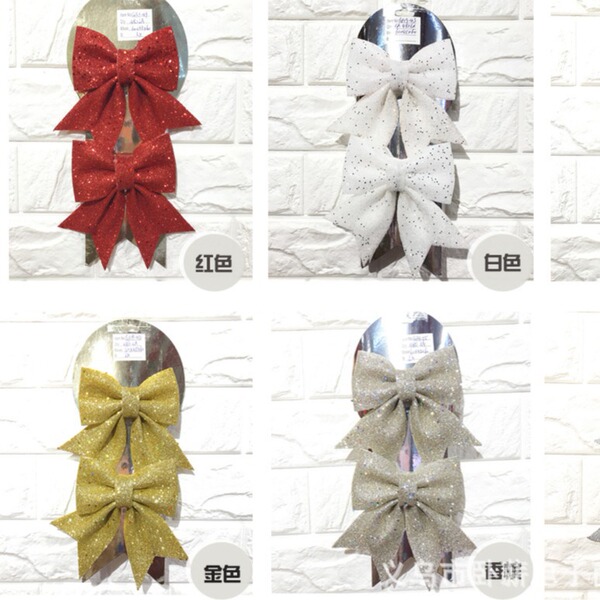 Christmas bow pearl cotton gold powder bow Christmas tree decoration…
