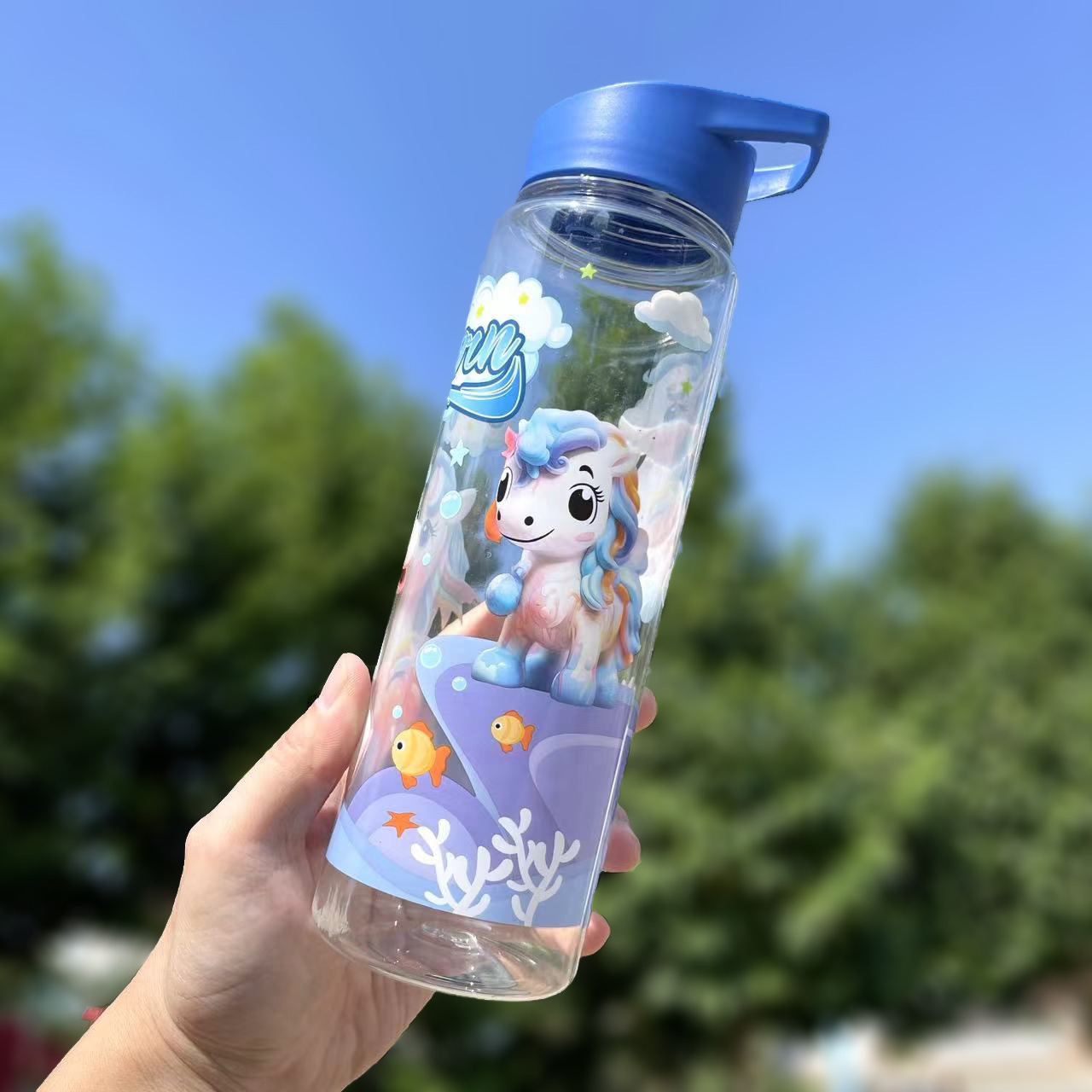 Taza de paja Kapi Barakatong con cierre Taza de mano Taza de plástico para deportes y fitness Taza de agua espacial para hombres y mujeres