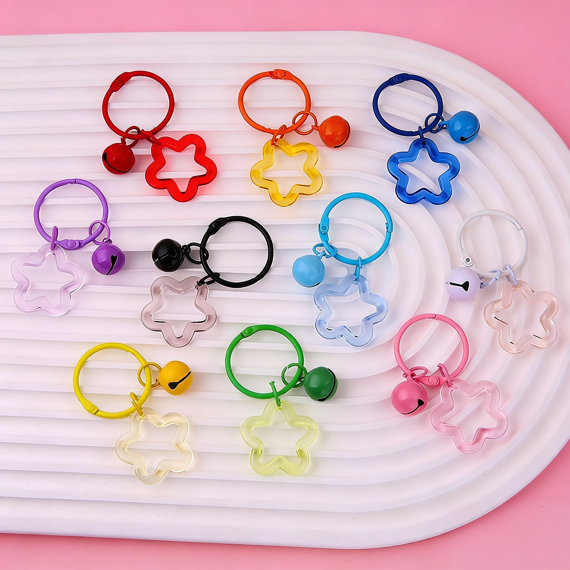 Colorful Five-Pointed Star Bell Keychain Korean Style Ins-Style Pop Mart Fresh Keychain Bag Pendant