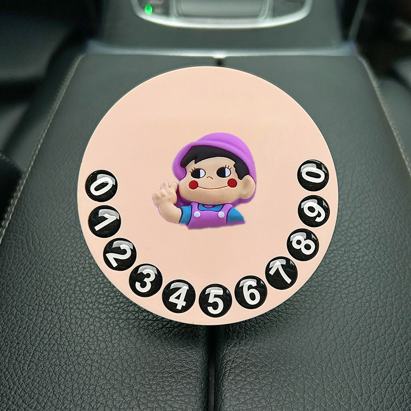 Tarjeta de estacionamiento temporal de dibujos animados de automóvil, matrícula de desplazamiento de automóvil privado de alta calidad creativa y linda, número de teléfono de automóvil móvil