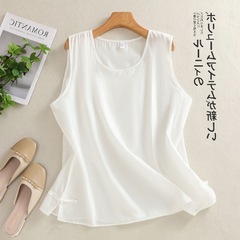復古無袖背心女純色寬鬆百搭外穿內搭氣質打底圓領上衣