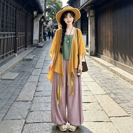汉服套装;女团表演服;汉服禅茶服