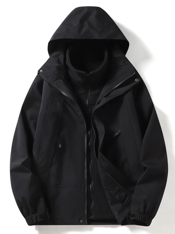 卸売ジャケット スリーインワン取り外し可能な防水防風登山ハイキングジャケット男性と女性のチームロゴカスタマイズ|undefined