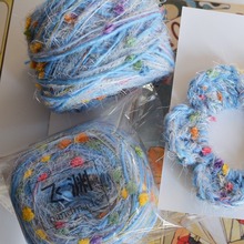 彩虹豆豆童话色系列手混线粗毛线彩虹糖围巾线帽子制作毛线球