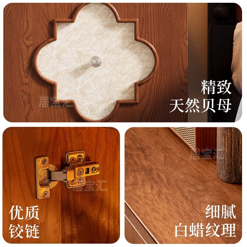 Mesita de noche retro francesa Da Sima 2024 Nuevo dormitorio Mesita de noche estrecha con borde de cama Mesita de noche pequeña de madera maciza móvil