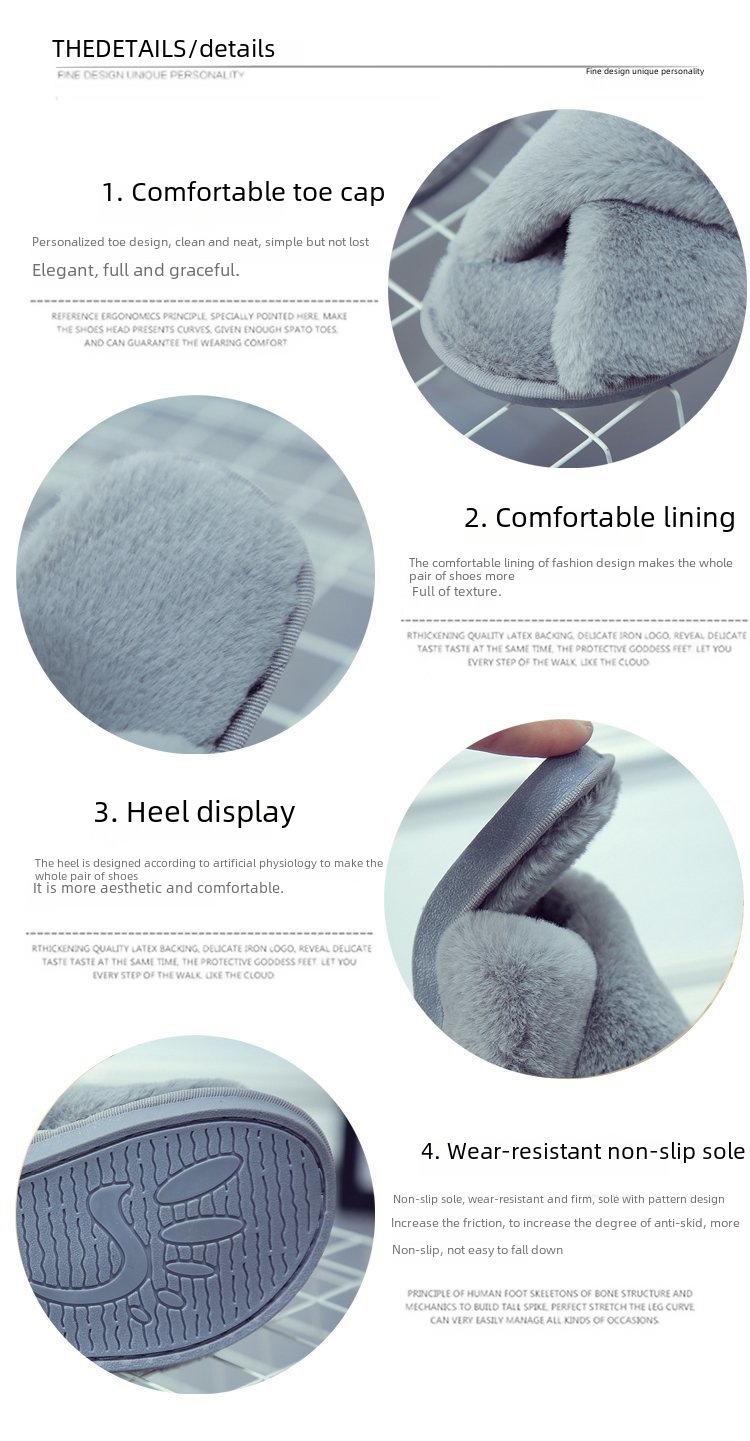 Pantofole Cross Mao Mao da donna invernali commercio estero taglia 43 casa peluche punta aperta caldo cotone da cucire all'ingrosso_voghion.com