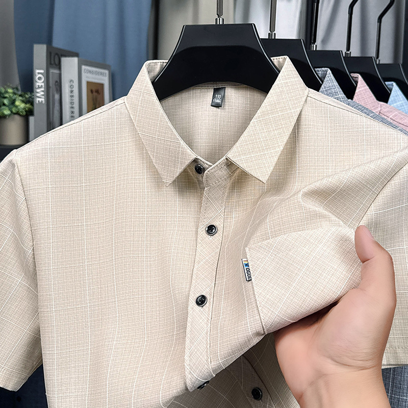 Summer Cotton and Linen Short-Sleeved Shirts for Men, High-End Comfortable Tops, Business Shirts, Men's Half-Sleeved Non-Iron Casual Wear Summer Cotton and Linen Short-Sleeved Shirts for Men, High-End Comfortable Tops, Business Shirts, Men's Half-Sleeved Non-Iron Casual Wear