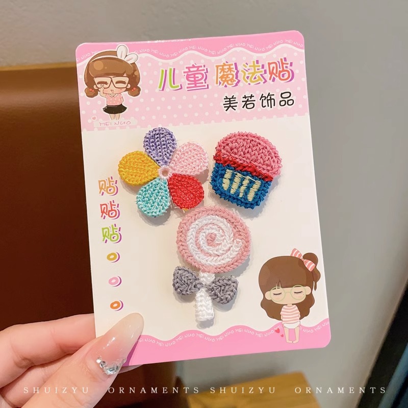 El pelo roto de las niñas artefacto de dibujos animados Velcro bebé de las niñas Linda horquilla sin costuras no duele el pelo flequillo accesorios para el cabello pegajoso