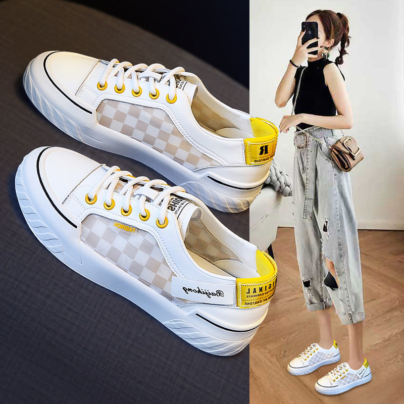 light White shoes Women's Shoes Spring and summer 2022 new pattern Single shoes ventilation A summer white skate shoes motion leisure time Flat shoes