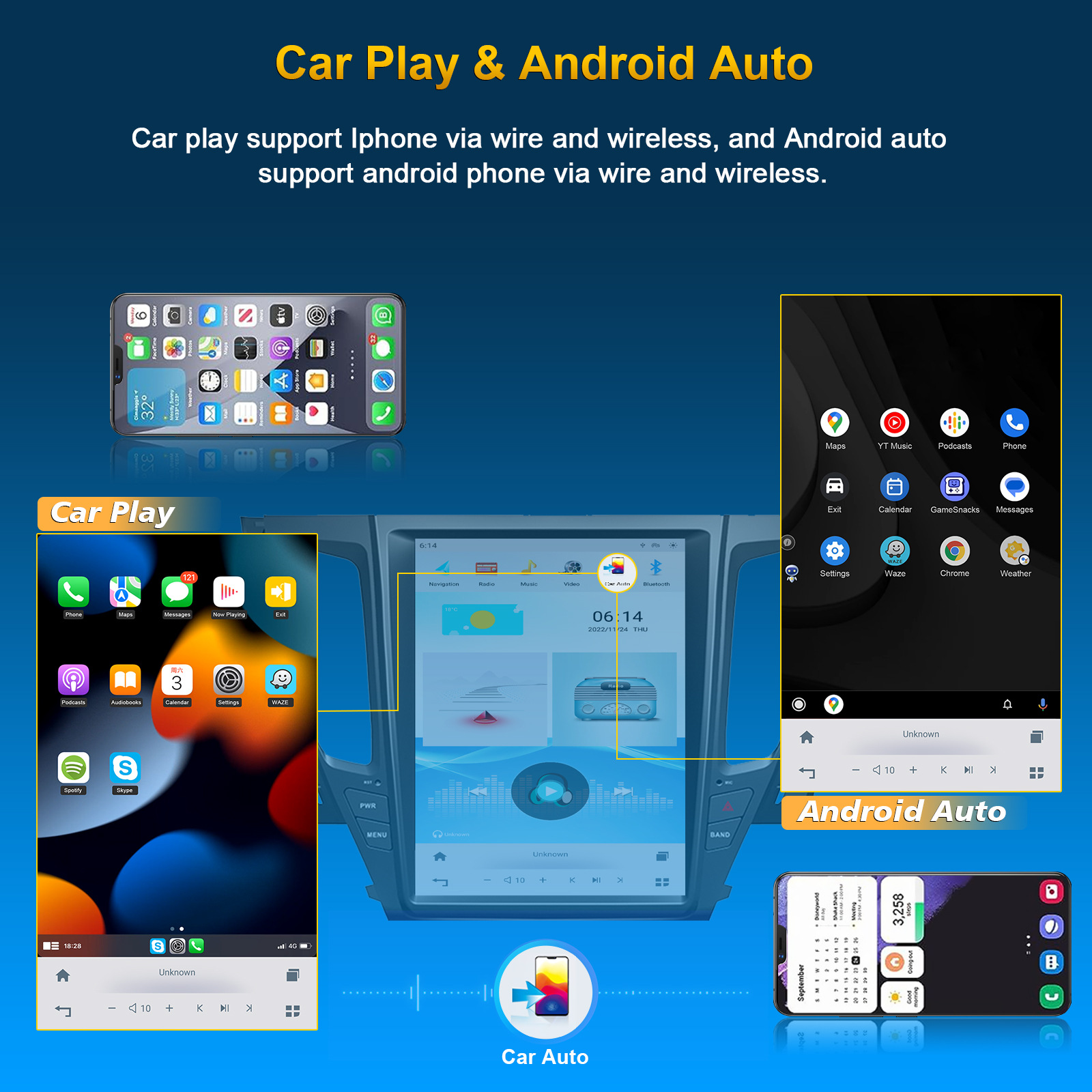 12.1 inch Vertical Screen Wireless CarPlay Android Car Navigation