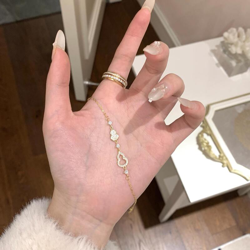 S925 スターリングシルバーひょうたんブレスレット女性用ニッチデザイン気質ブレスレットマイクロ象嵌ジルコンインハンドジュエリードロップシッピング|undefined