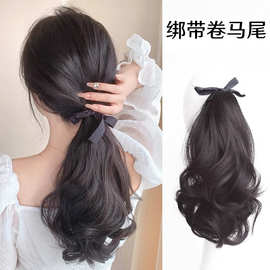 速卖通跨境热销假发绑带式卷发马尾高温丝化纤发厂家现货批发直销